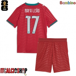 Portogallo Rafael Leao #17 Prima Maglia Bambino Mondiali 2026 Manica Corta (+ Pantaloni corti)